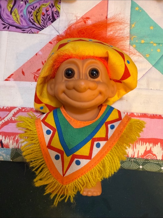 Russ Other - Russ Orange-Haired Troll Doll with Yellow Poncho
